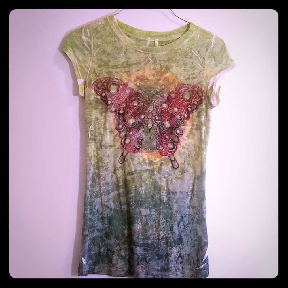 Green Sheer Butterfly Tee